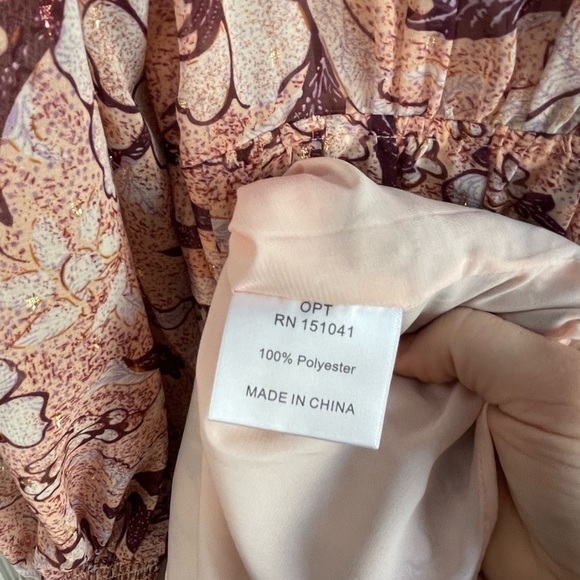 New! O.P.T. Boho Floral Metallic Long Sleeve Mini Dress - Picture 10 of 10